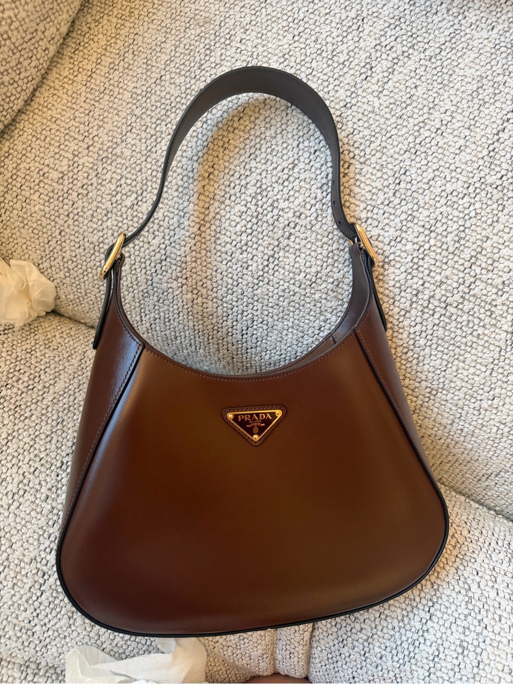 Prada Brown Leather Shoulder Hobo with Gold Hardware - Picture 7 of 7
